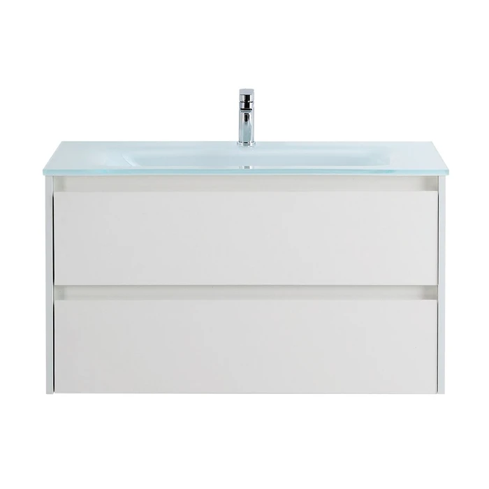 Тумба со стеклянной раковиной подвесная BelBagno KRAFT 80 Bianco Opaco, раковина белая KRAFT-800-2C-SO-BO;BB810/465-LV-VTR-BL