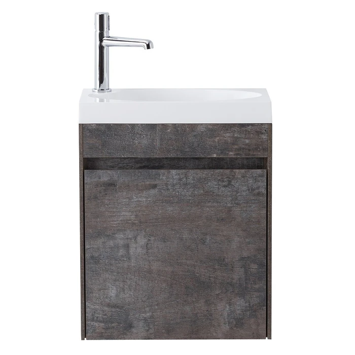 Тумба с раковиной подвесная с дверкой BelBagno PIETRA MINI 46-R Stone, раковина белая PIETRA MINI-460-1A-SO-PT-R;BB-460-PM-LVB