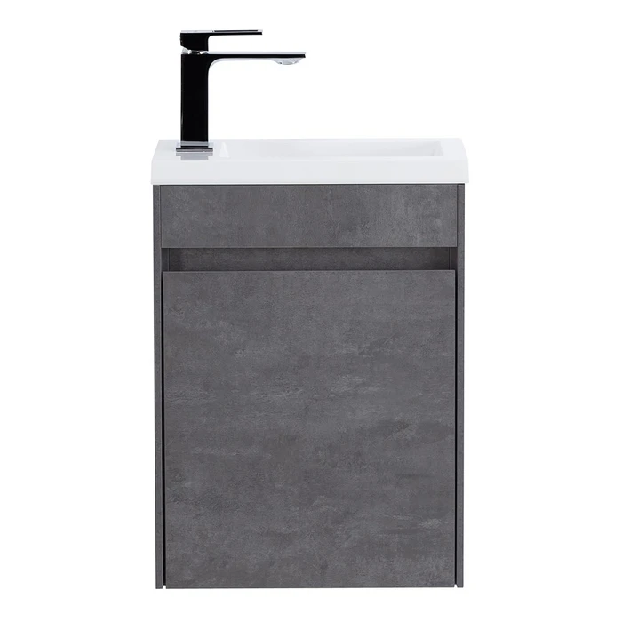 Тумба с раковиной подвесная с дверкой BelBagno PIETRA MINI 40-R Bianco Lucido, раковина белая PIETRA MINI-400-1A-SO-BL-R;BB-400-PM-LVB