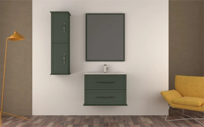Тумба с раковиной подвесная CEZARES ТИФФАНИ (TIFFANY) 75 Verde opaco, раковина белая 55330;50201