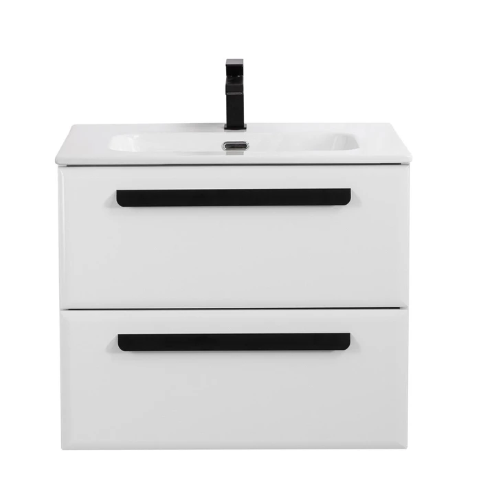 Тумба с раковиной подвесная CEZARES ЭКО (ECO) 70 Bianco Lucido, раковина белая CZR-8095-70 ECO-CER-N-700-2C-SO-BL;RS156BL.3/320;CZR-8095-70