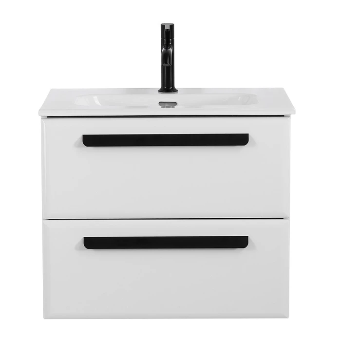 Тумба с раковиной подвесная CEZARES ЭКО (ECO) 60 Bianco Lucido, раковина белая CZR-8073-60 ECO-CER-N-600-2C-SO-BL;RS156BL.3/320;CZR-8073-60