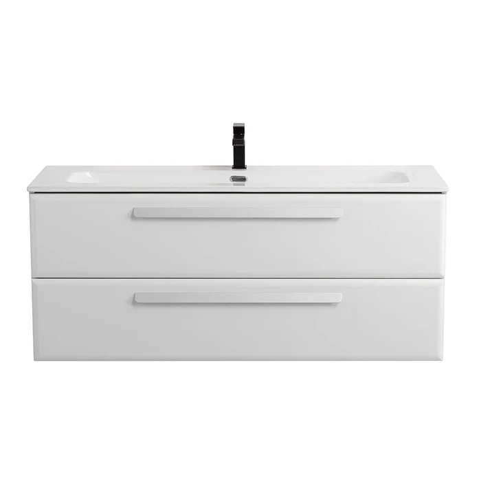 Тумба с раковиной подвесная CEZARES ЭКО (ECO) 120 Bianco Lucido, раковина белая CZR-8073-120 ECO-CER-N-1200-2C-SO-BL;RS156BL.3/512;CZR-8073-120