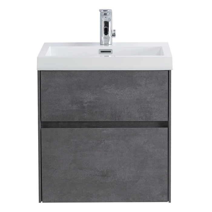 Тумба с раковиной подвесная BelBagno PIETRA MINI 50AS Stucco Cemento, раковина белая PIETRA MINI-500AS-2C-SO-SCM;BB-500-PM-LVB