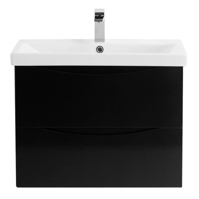 Тумба с раковиной подвесная BelBagno MARINO-CER 70 Nero Lucido, раковина белая MARINO-CER-700-2C-SO-NL-P