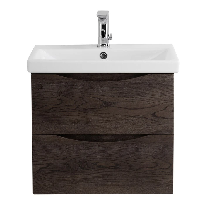 Тумба с раковиной подвесная BelBagno MARINO-CER 60 Rovere Nature Grigio, раковина белая MARINO-CER-600-2C-SO-RNG-P
