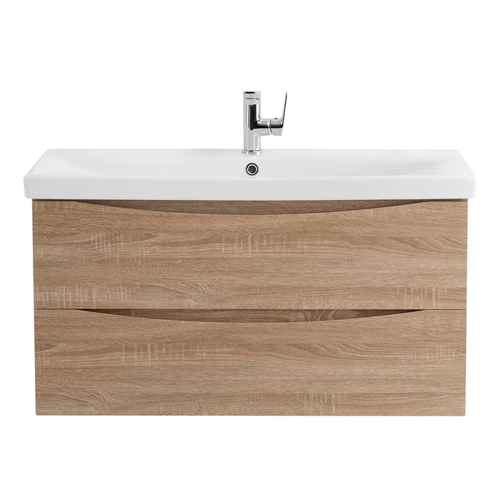 Тумба с раковиной подвесная BelBagno MARINO-CER 100 Rovere Bianco, раковина белая MARINO-CER-1000-2C-SO-WO-P