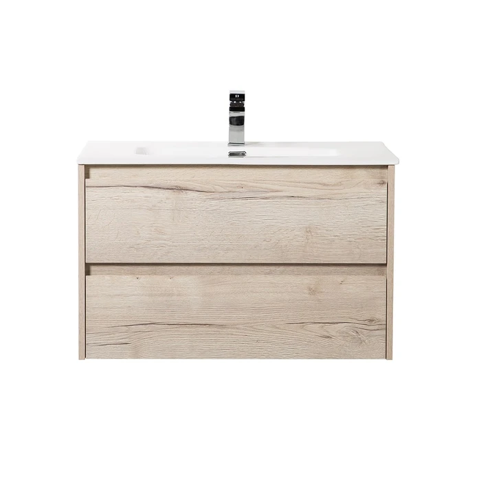Тумба с раковиной подвесная BelBagno KRAFT 90 Rovere Galifax Bianco, раковина белая KRAFT-900-2C-SO-RGB;BB900ETL