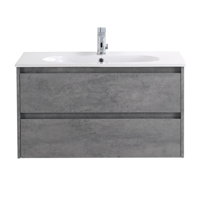 Тумба с раковиной подвесная BelBagno KRAFT 90 Cemento Grigio, раковина белая KRAFT-900-2C-SO-CG;BB900ETL