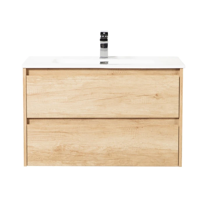 Тумба с раковиной подвесная BelBagno KRAFT 80 Rovere Nebrasca Nature, раковина белая KRAFT-800-2C-SO-RNN;BB800ETL