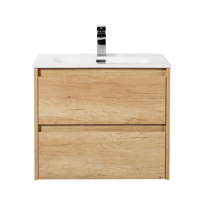 Тумба с раковиной подвесная BelBagno KRAFT 60 Rovere Nebrasca Nature, раковина белая KRAFT-600-2C-SO-RNN;BB600ETL