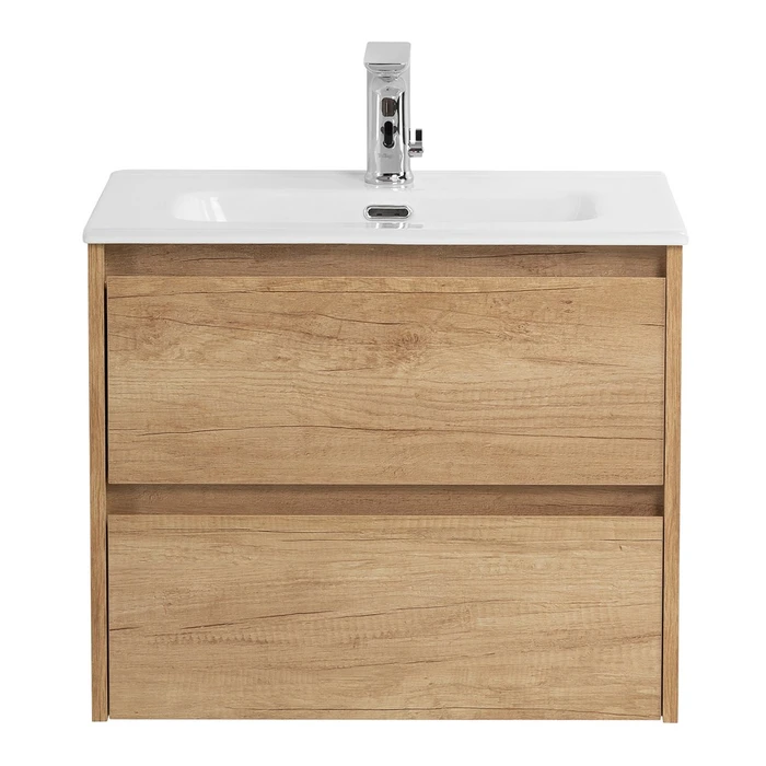 Тумба с раковиной подвесная BelBagno KRAFT 39 50 Rovere Nebrasca Nature, раковина белая KRAFT 39-500/390-2C-SO-RNN;BB500/390ETL