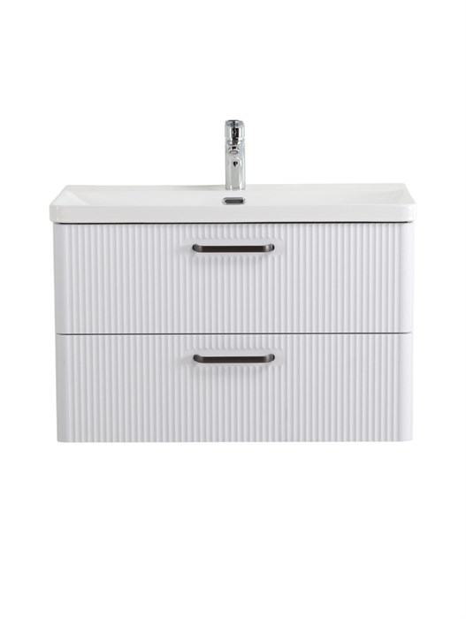 Тумба с раковиной подвесная BelBagno DUE 80 Bianco Lucido, ручки - Матовый тёмный никель DUE-800-2C-SO-BL-P;BB-8076-3-80;RS333MDN.4/160