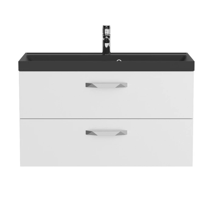Тумба с раковиной подвесная BelBagno AURORA 90 Bianco Lucido, раковина чёрная 8.1135.192160.0270OP;AURORA-900-2C-SO-BL;BB900/450-LV-ART-AST-NERO