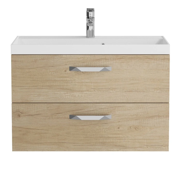 Тумба с раковиной подвесная BelBagno AURORA 80 Rovere Nebrasca Nature, раковина белая 8.1135.192160.0270OP;AURORA-800-2C-SO-RNN;BB800/450-LV-MR-AST