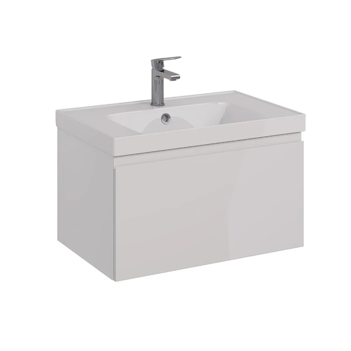 Тумба Lemark VEON MINI 70 см под 1 раковину, подвесная,1 ящик, цвет корпуса, фасада: Белый глянец LM02VM70T
