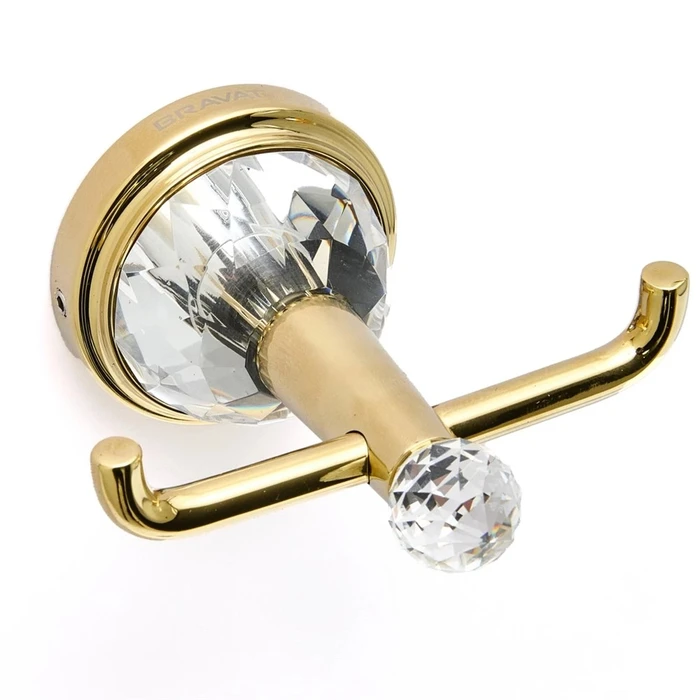 Крючок настенный для халатов и полотенец золотой с кристаллами SWAROVSKI BRAVAT (D7283G-SW) D7283G-SW