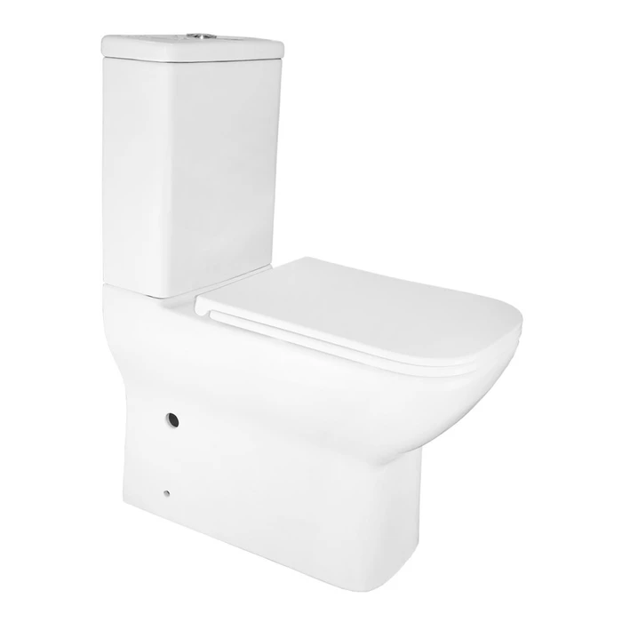 Варо - Унитаз напольный безободковый с сидением микролифт из дюропласта 615x365x805мм AZ-2171-1 (2 МЕСТА) AZ-2171-1