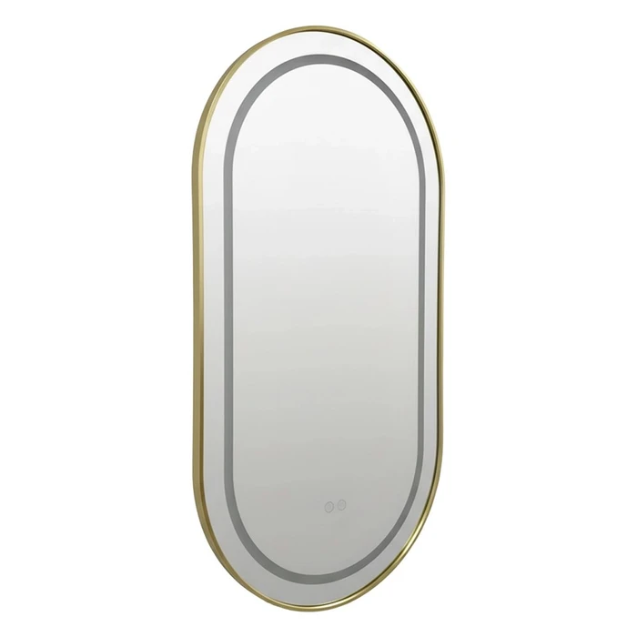 Джоли - Зеркало овальное 500х900х50 c LED диммером, подогревом, сенсорный выключатель, матовый золотой 2700k-4000k-6500k (12Вт) АZ-LED012625 АZ-LED012625