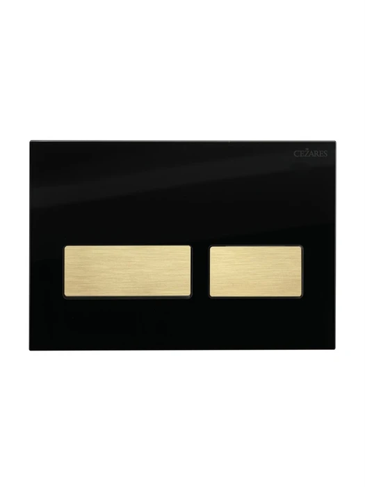 LUX-GN-2-BORO Кнопка смыва CEZARES LUX, Черное стекло, брашированное золото LUX-GN-2-BORO