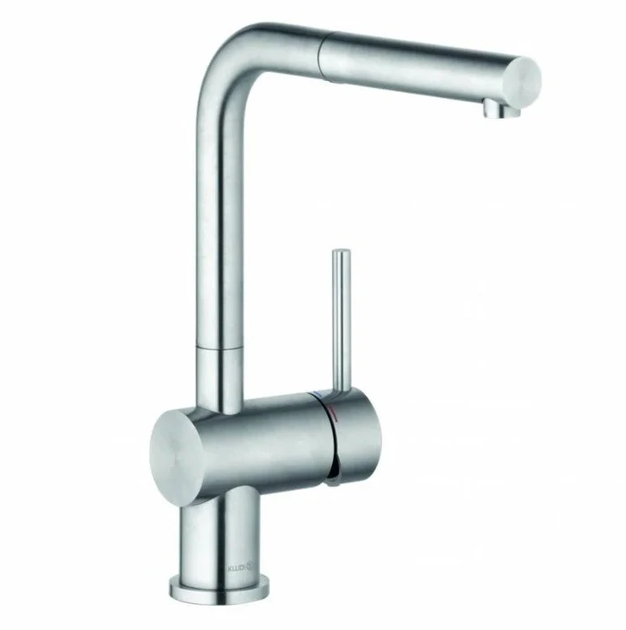 KLUDI-L STEEL/КЛУДИ-ЭЛЬ СТИЛ Однорычажный смеситель для кухни, выдвижной душ, нержавеющая неполированная сталь 45851F877