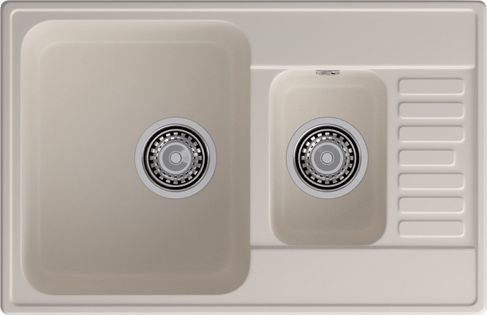 GranFest QUARZ (ECO-21К) Мойка 1.5-чаш+кр. 740*480 (белый) 21К белый - фото 43671