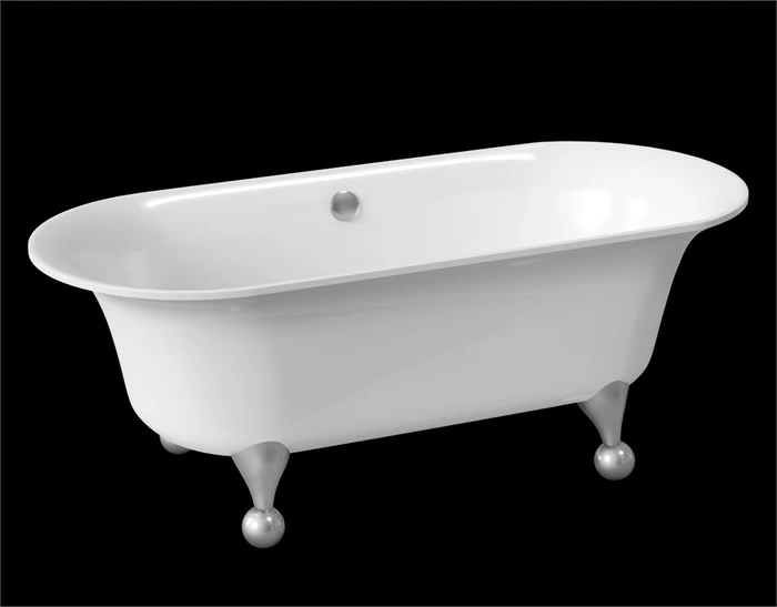 CHARUS RETRO Ванна 175 x 76 овальная, FNC-RET-175-76 Silver, отдельностоящая, искусственный камень Dolomite, глянцевый белый, с ножками (опорами) в комплекте FNC-RET-175-76 SILVER