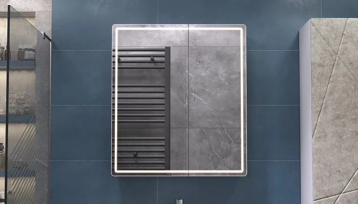 Шкаф навесной Геометрия Классик 700 с зеркалом 636