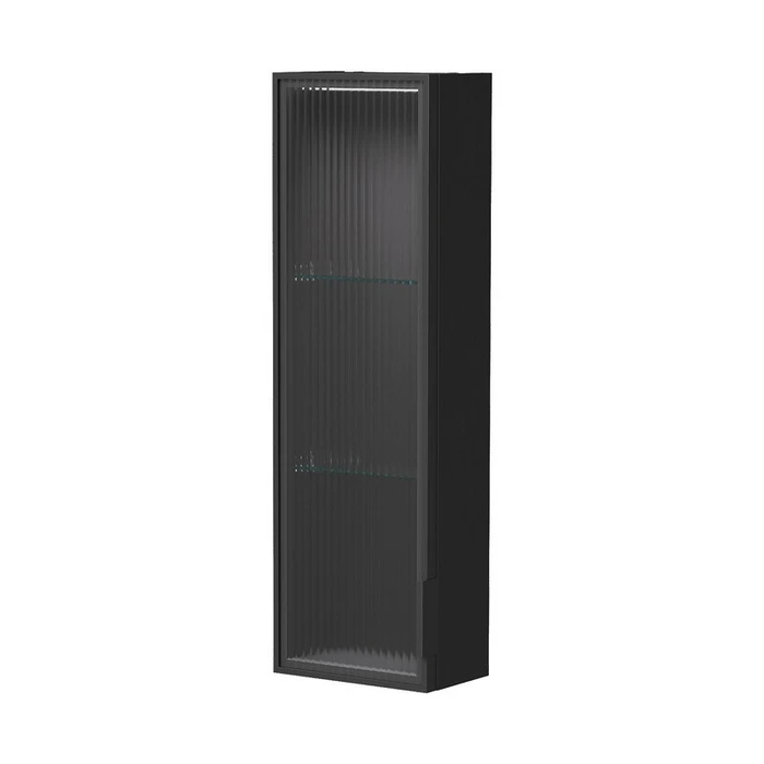 Шкаф EQUIL Stoune 25.1D со стеклом узкий универсальный, дуб черный (sSTOUNE25.1D.R/L-35) sSTOUNE25.1D.R/L-35