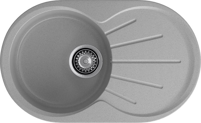 GRANFEST Мойка композит RONDO GF-R--750L  чаша с крылом 750*460мм   серый арт.GF- R-750L серый - фото 44109