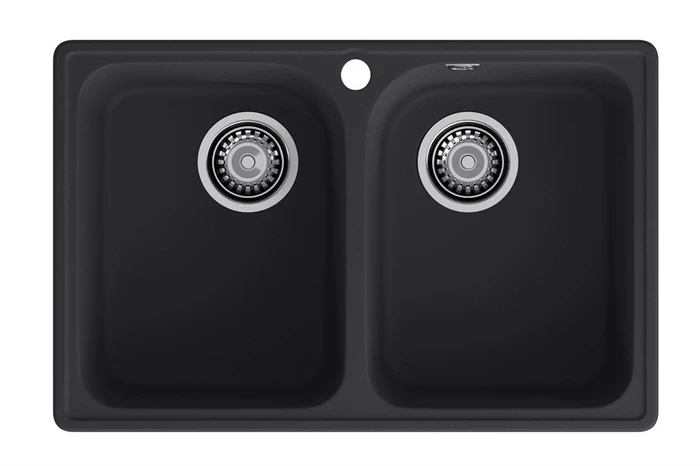 GranFest QUARZ (ECO-15) Мойка 2 чаши 740*480 (черный) 15 черный