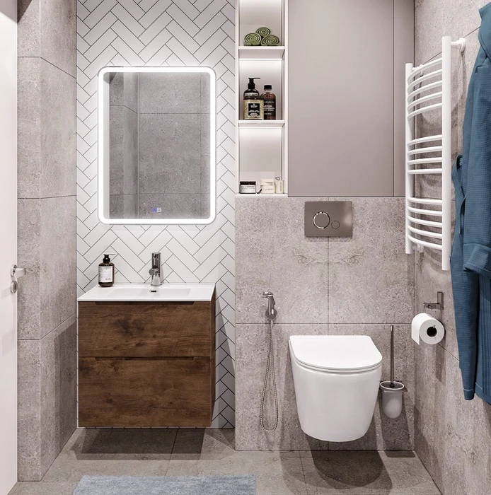 Тумба с раковиной подвесная BelBagno ЭТНА (ETNA-H60) 70 Rovere Moro, раковина белая ETNA-H60-700-2C-SO-RW-P;BB700ETL