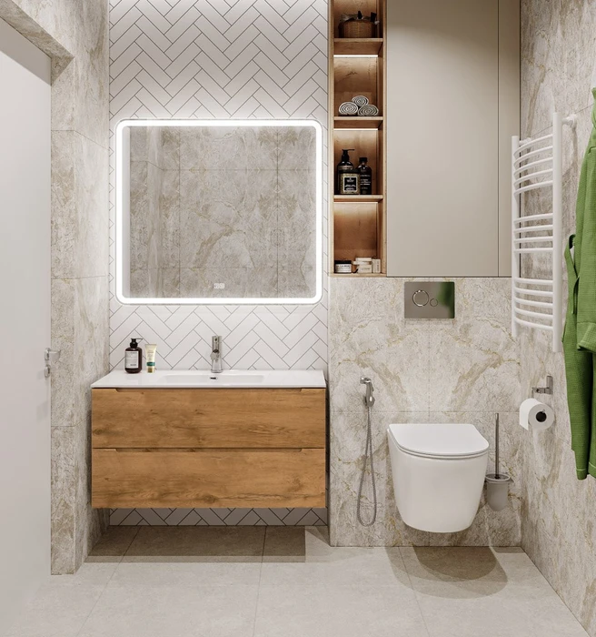 Тумба с раковиной подвесная BelBagno ЭТНА (ETNA) 90  Rovere Nature, раковина белая ETNA-900-2C-SO-RN-P;BB900ETL