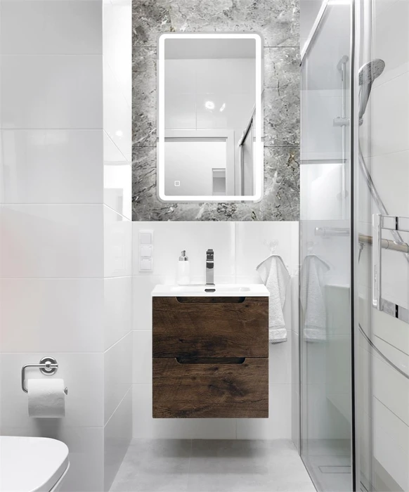 Тумба с раковиной подвесная BelBagno ЭТНА (ETNA) 50 Rovere Moro, раковина белая ETNA-500-2C-SO-RW;BB500ETL