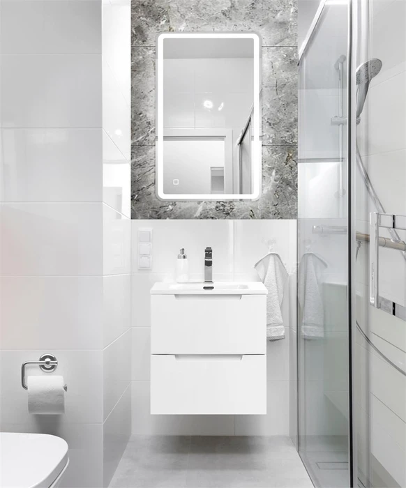 Тумба с раковиной подвесная BelBagno ЭТНА (ETNA) 50 Bianco Lucido, раковина белая ETNA-500-2C-SO-BL;BB500ETL