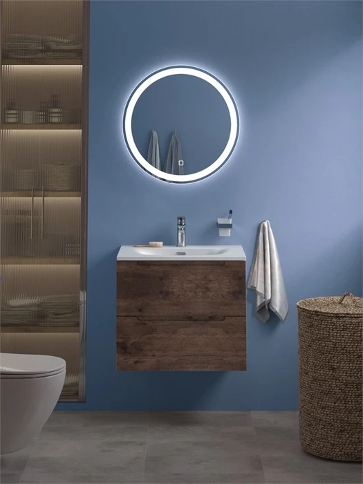 Тумба с раковиной подвесная BelBagno ЭТНА (ETNA) 60 Rovere Moro, раковина белая BB-8099-3-60 ETNA39-600/390-2C-SO-RW-P;BB-8099-3-60