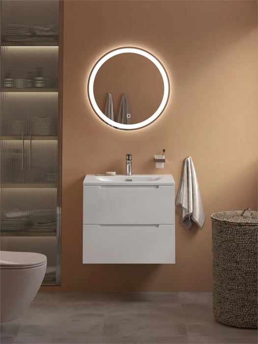 Тумба с раковиной подвесная BelBagno ЭТНА (ETNA) 60 Bianco Lucido, раковина белая BB-8099-3-60 ETNA39-600/390-2C-SO-BL-P;BB-8099-3-60