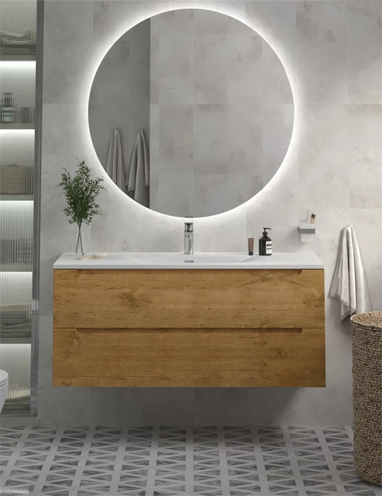 Тумба с раковиной подвесная BelBagno ЭТНА (ETNA) 120 Rovere Nature, раковина белая BB-8099-120 ETNA-1200-2C-SO-RN-P;BB-8099-120