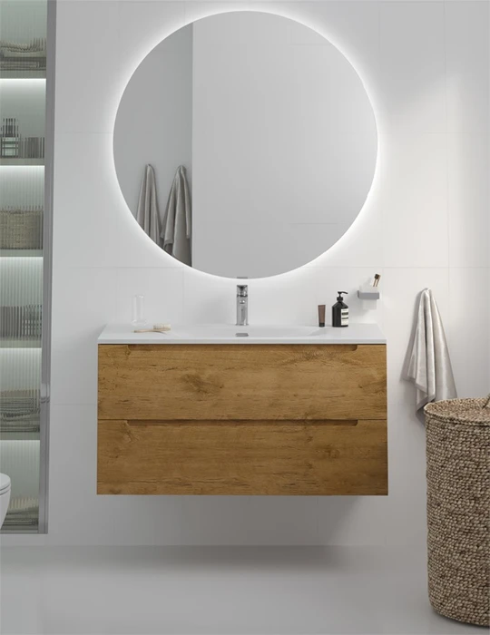 Тумба с раковиной подвесная BelBagno ЭТНА (ETNA) 100 Rovere Nature, раковина белая BB-8099-100 ETNA-1000-2C-SO-RN-P;BB-8099-100