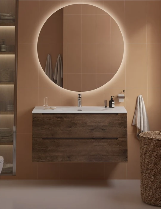 Тумба с раковиной подвесная BelBagno ЭТНА (ETNA) 100 Rovere Moro, раковина белая BB-8099-100 ETNA-1000-2C-SO-RW-P;BB-8099-100