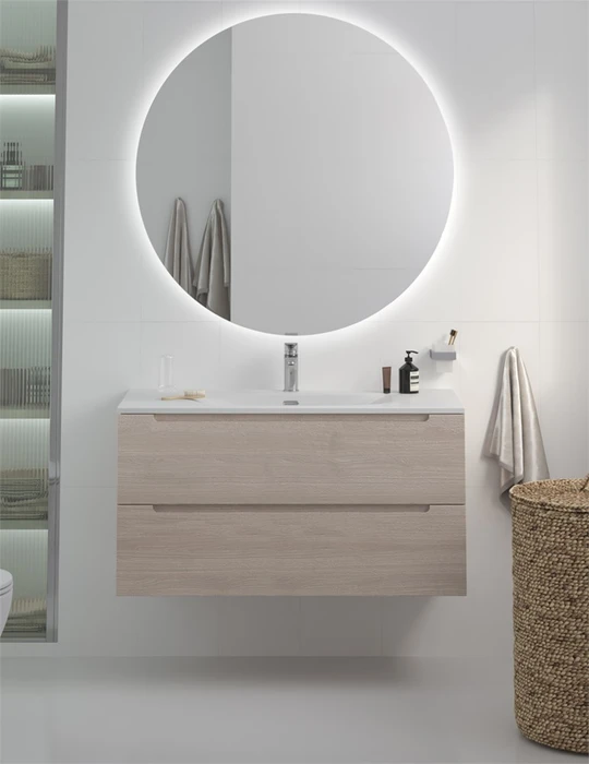 Тумба с раковиной подвесная BelBagno ЭТНА (ETNA) 100 Rovere Grigio, раковина белая BB-8099-100 ETNA-1000-2C-SO-RG-P;BB-8099-100
