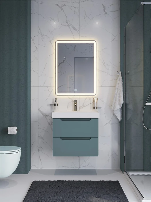 Тумба с раковиной подвесная BelBagno ЭТНА (ETNA) 60 Голубой Матовый, раковина BB-8078-60 BB-8078-60;ETNA-600-2C-SO-AO