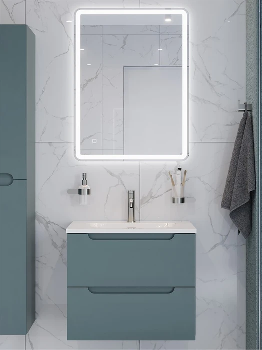 Тумба с раковиной подвесная BelBagno ЭТНА (ETNA) 70 Голубой Матовый, раковина BB-8099-70 BB-8099-70;ETNA-700-2C-SO-AO