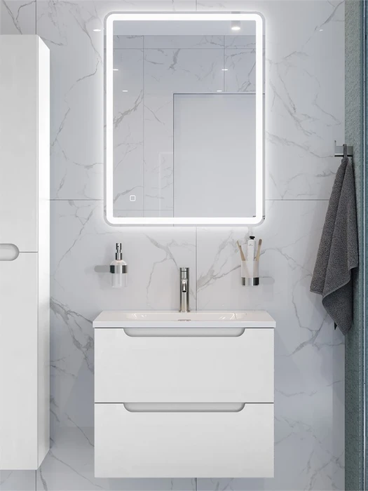 Тумба с раковиной подвесная BelBagno ЭТНА (ETNA) 70 Белый Матовый, раковина BB-8099-70 BB-8099-70;ETNA-700-2C-SO-BO