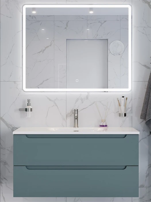Тумба с раковиной подвесная BelBagno ЭТНА (ETNA) 100 Голубой Матовый, раковина BB-8099-100 BB-8099-100;ETNA-1000-2C-SO-AO