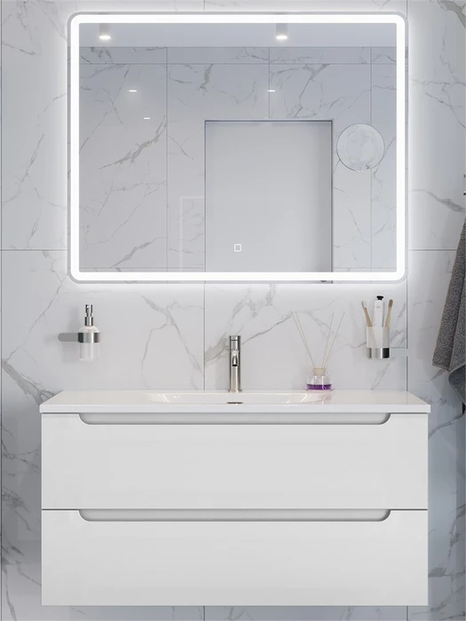 Тумба с раковиной подвесная BelBagno ЭТНА (ETNA) 100 Белый Матовый, раковина BB-8099-100 BB-8099-100;ETNA-1000-2C-SO-BO
