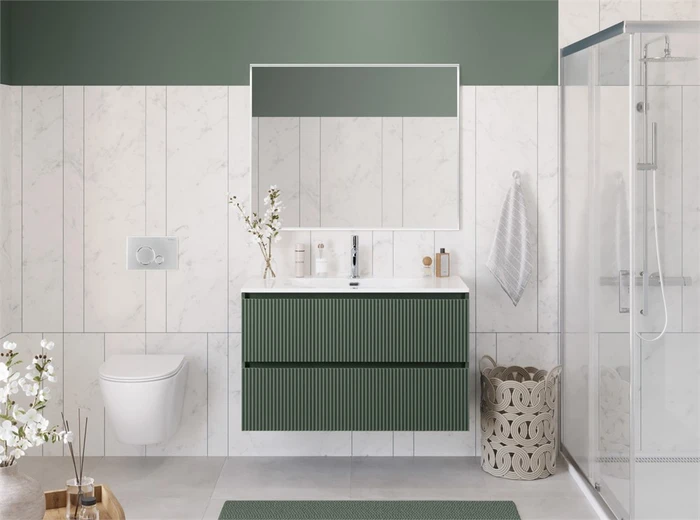 Тумба с раковиной подвесная BelBagno ФОРМАТ (UNO-MINI) 100 Еловый Матовый, раковина BB-8099-3-100 UNO-MINI-1000-2C-SO-VO;BB-8099-3-100