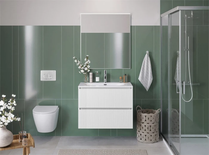 Тумба с раковиной подвесная BelBagno ФОРМАТ (UNO) 80 Bianco Opaco, раковина BB-8099-80 UNO-800-2C-SO-BO;BB-8099-80