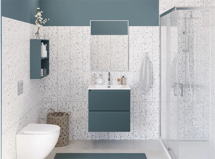 Тумба с раковиной подвесная BelBagno ФОРМАТ (UNO) 70 Голубой Матовый, раковина BB-8099-70 UNO-700-2C-SO-AO;BB-8099-70