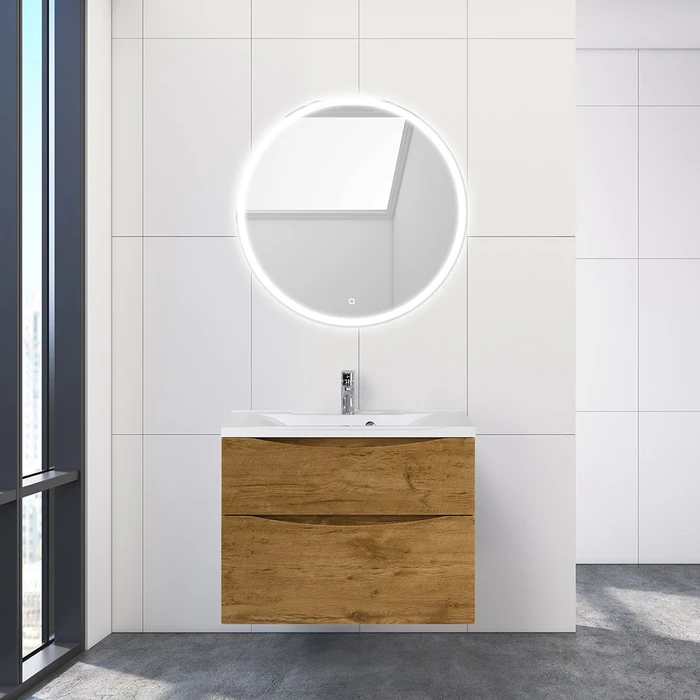 Тумба с раковиной подвесная BelBagno МАРИНА (MARINO) 90 Rovere Nature, раковина белая MARINO-H60-900-2C-SO-RN-P;BB900/450-LV-MR-AST